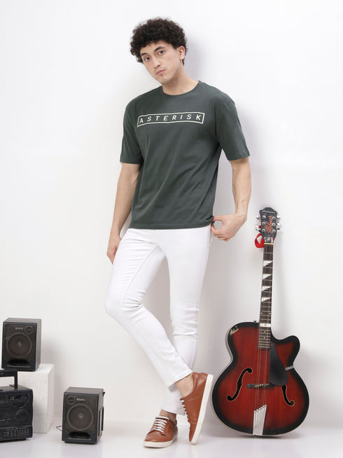 Bold Comfort: Men's Oversize Printed Cotton T-Shirt White